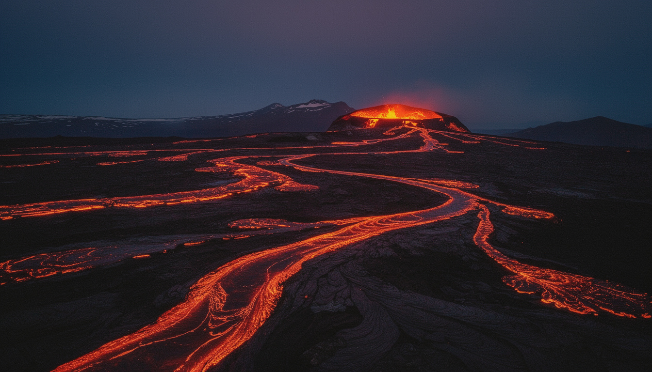 Fire — a volcano at dusk